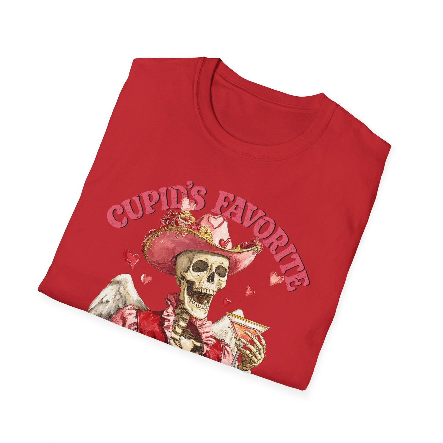 Cupid’s Favorite Hot Mess Unisex T-Shirt — Valentine Skull Graphic Tee