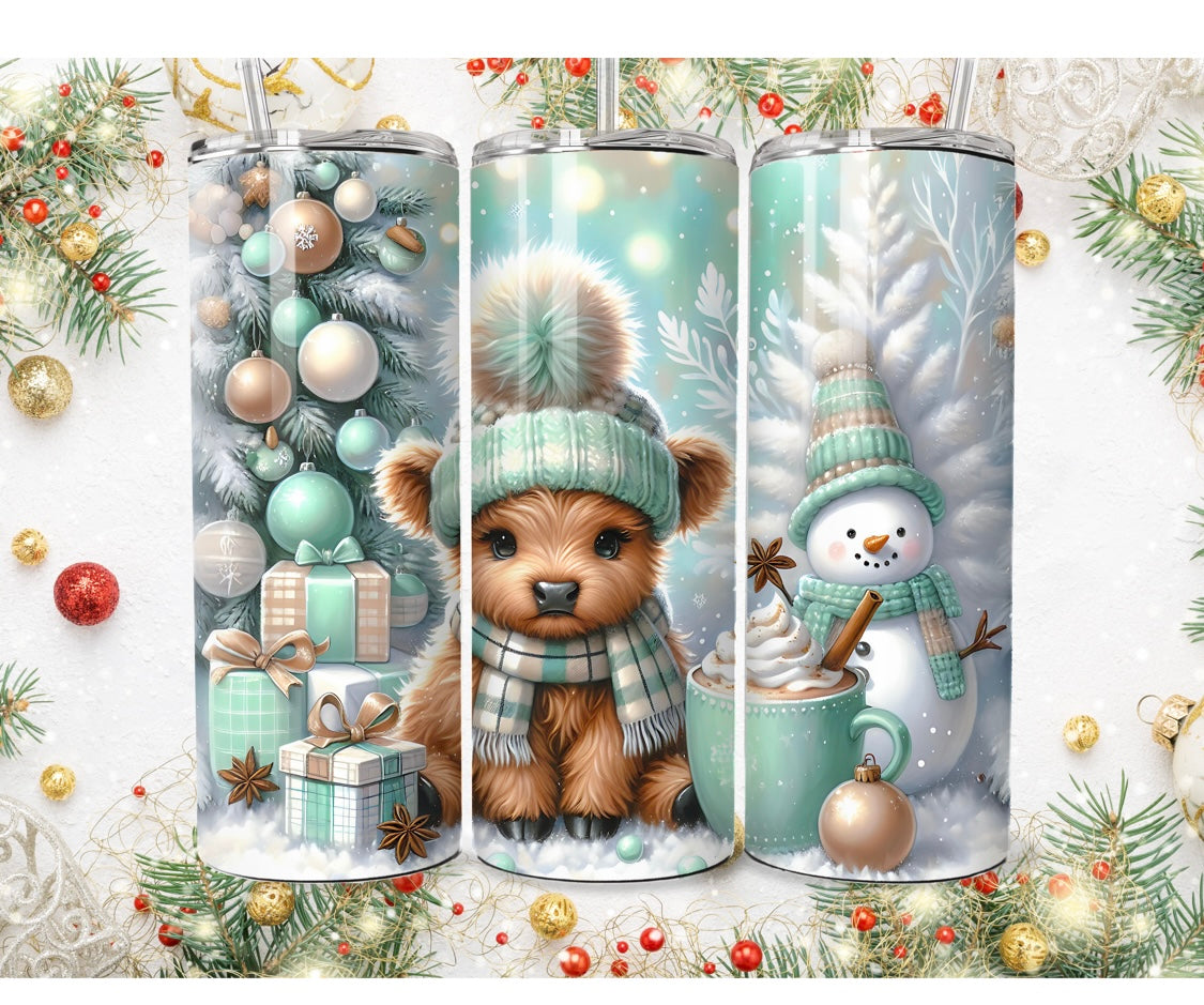 Christmas Cow 20oz Sublimation Tumbler with 2in matching magnet. Shipping 12/1