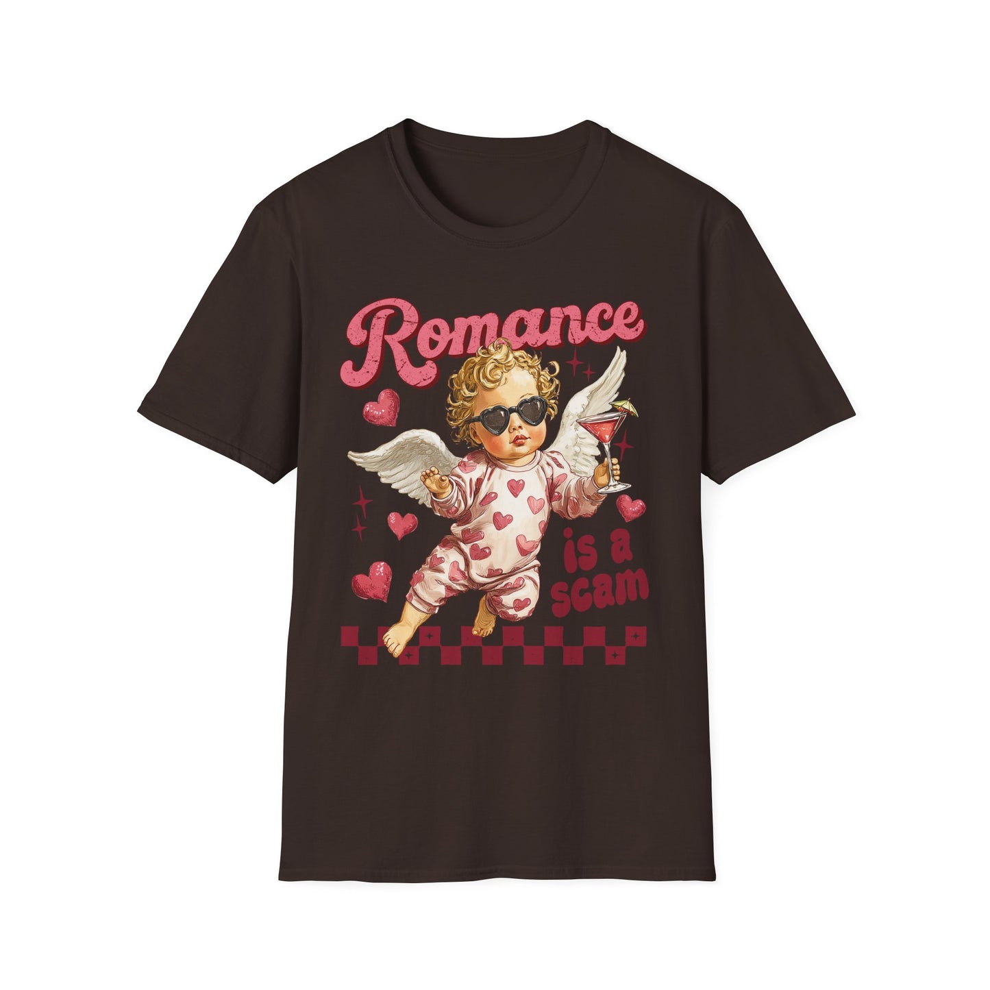 Romance Is a Scam Unisex T-Shirt — Vintage Cupid Satire Valentine Tee