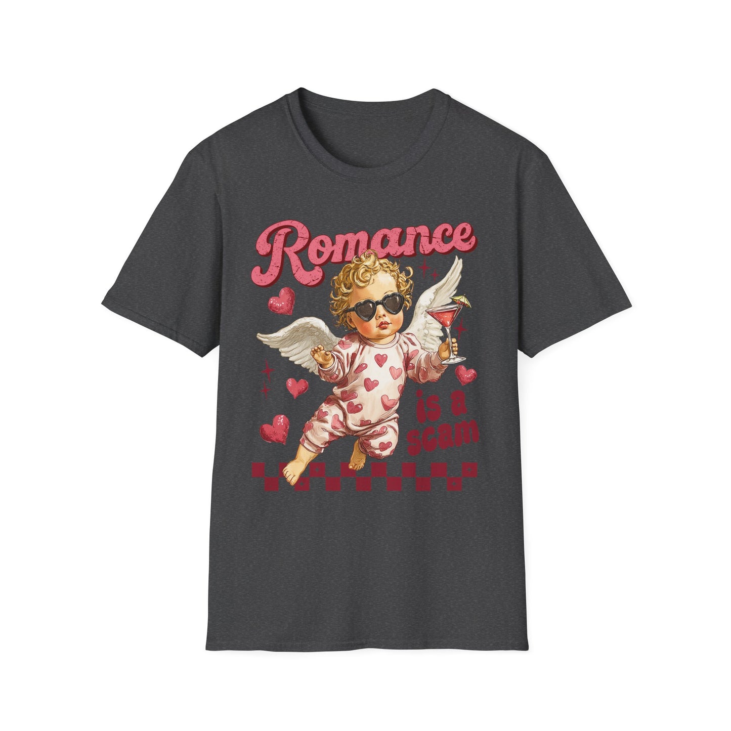 Romance Is a Scam Unisex T-Shirt — Vintage Cupid Satire Valentine Tee