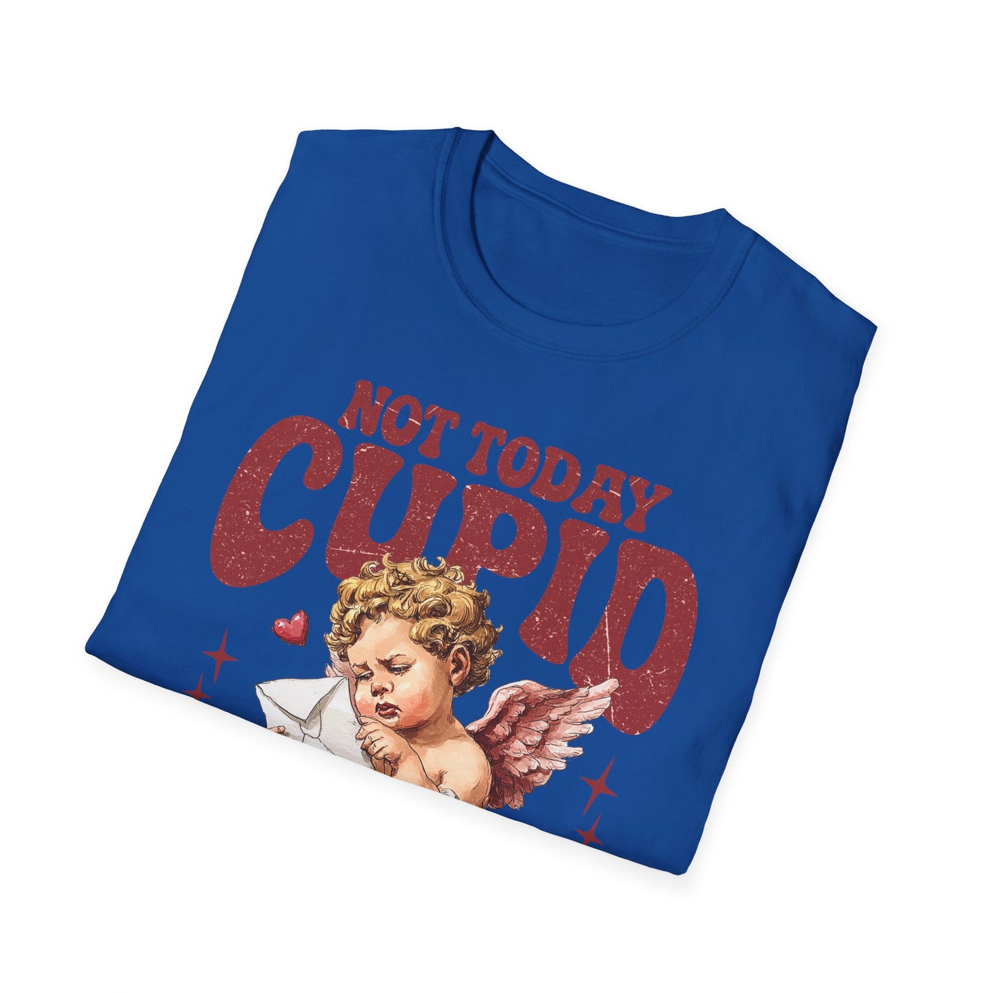 Not Today Cupid Unisex T-Shirt — Funny Vintage Cherub Valentine Tee