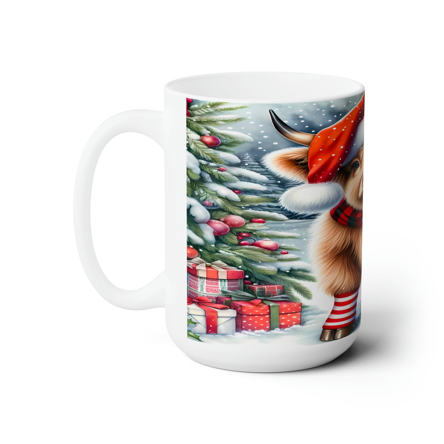 Christmas Cow Ceramic Mug 15oz