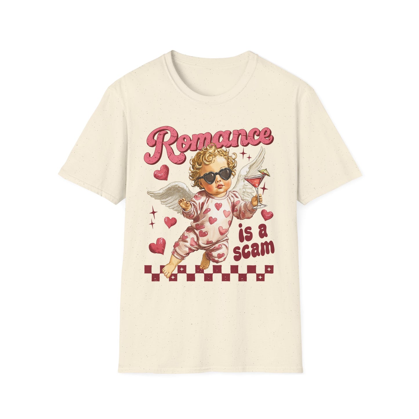 Romance Is a Scam Unisex T-Shirt — Vintage Cupid Satire Valentine Tee