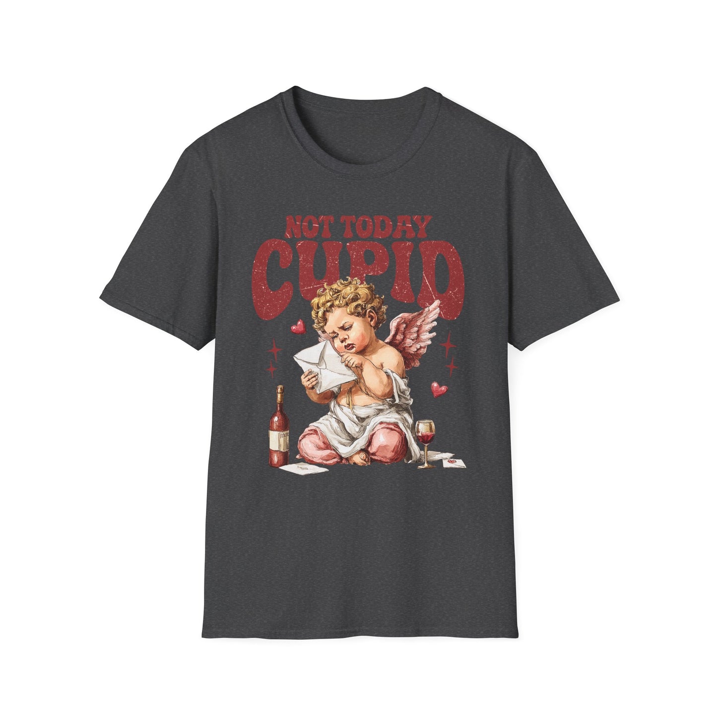 Not Today Cupid Unisex T-Shirt — Funny Vintage Cherub Valentine Tee