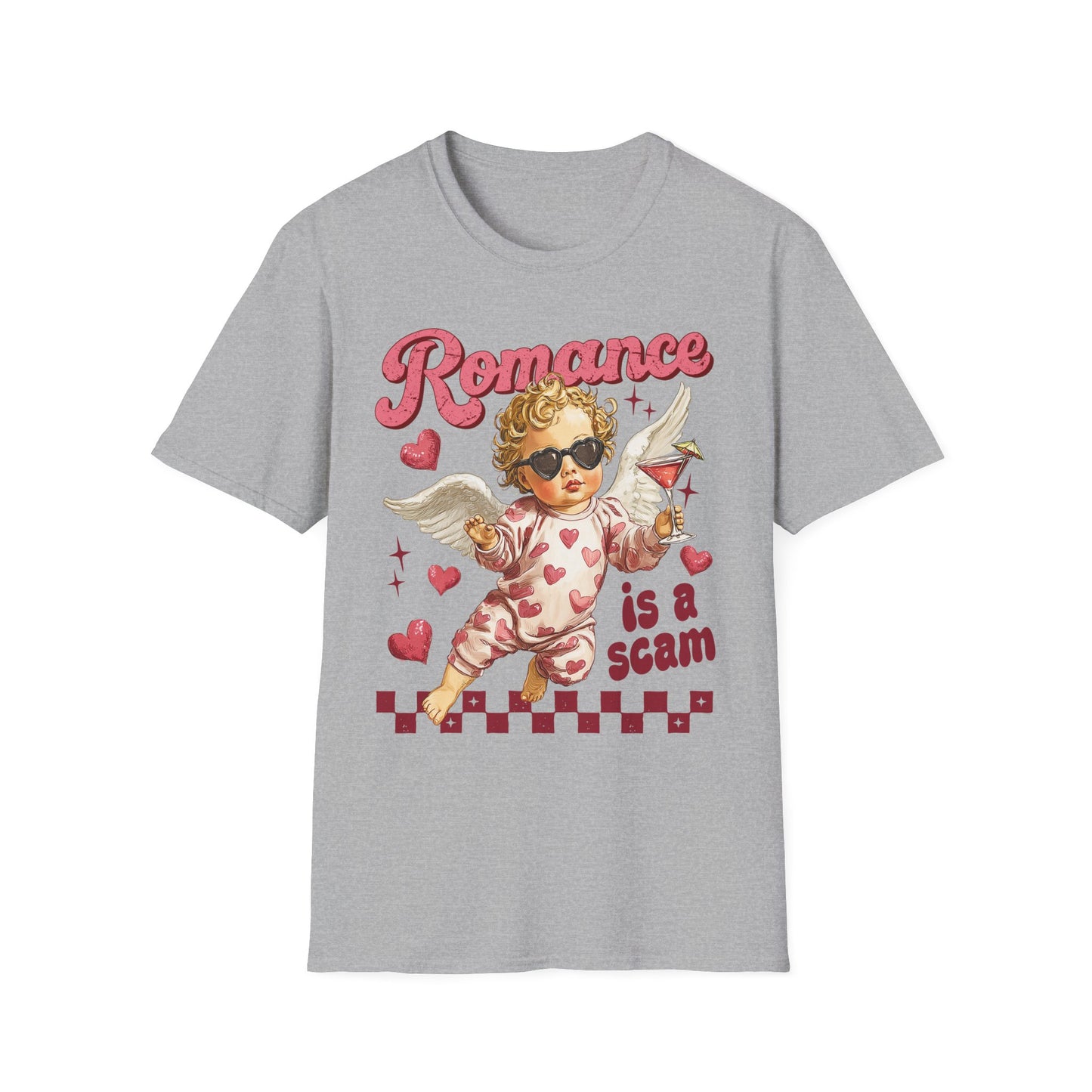 Romance Is a Scam Unisex T-Shirt — Vintage Cupid Satire Valentine Tee