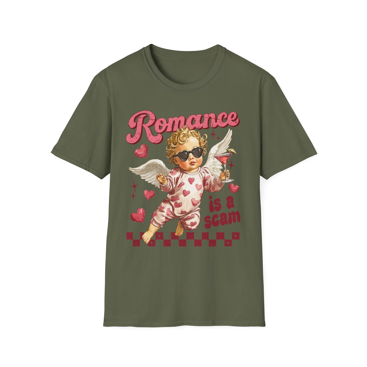 Romance Is a Scam Unisex T-Shirt — Vintage Cupid Satire Valentine Tee