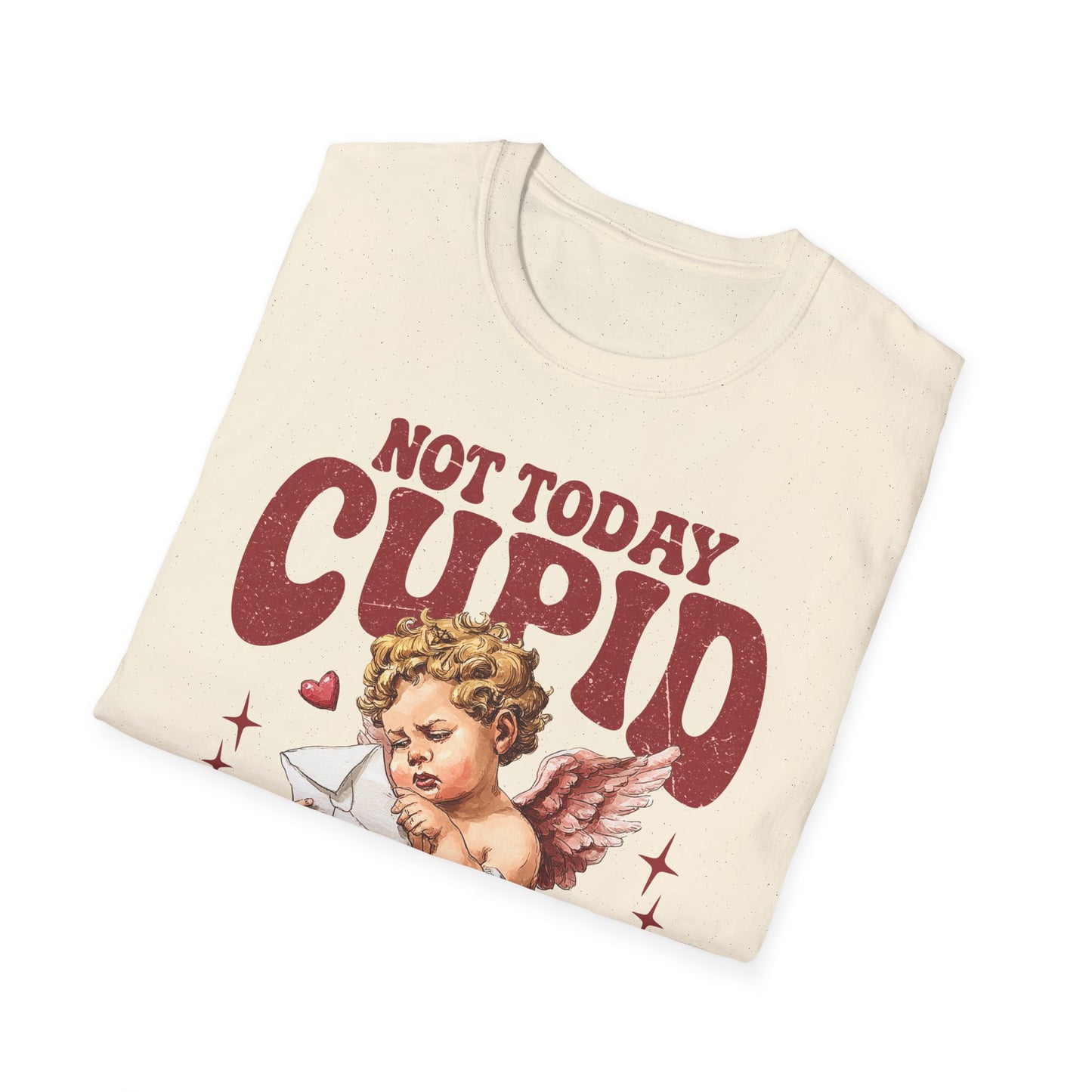 Not Today Cupid Unisex T-Shirt — Funny Vintage Cherub Valentine Tee