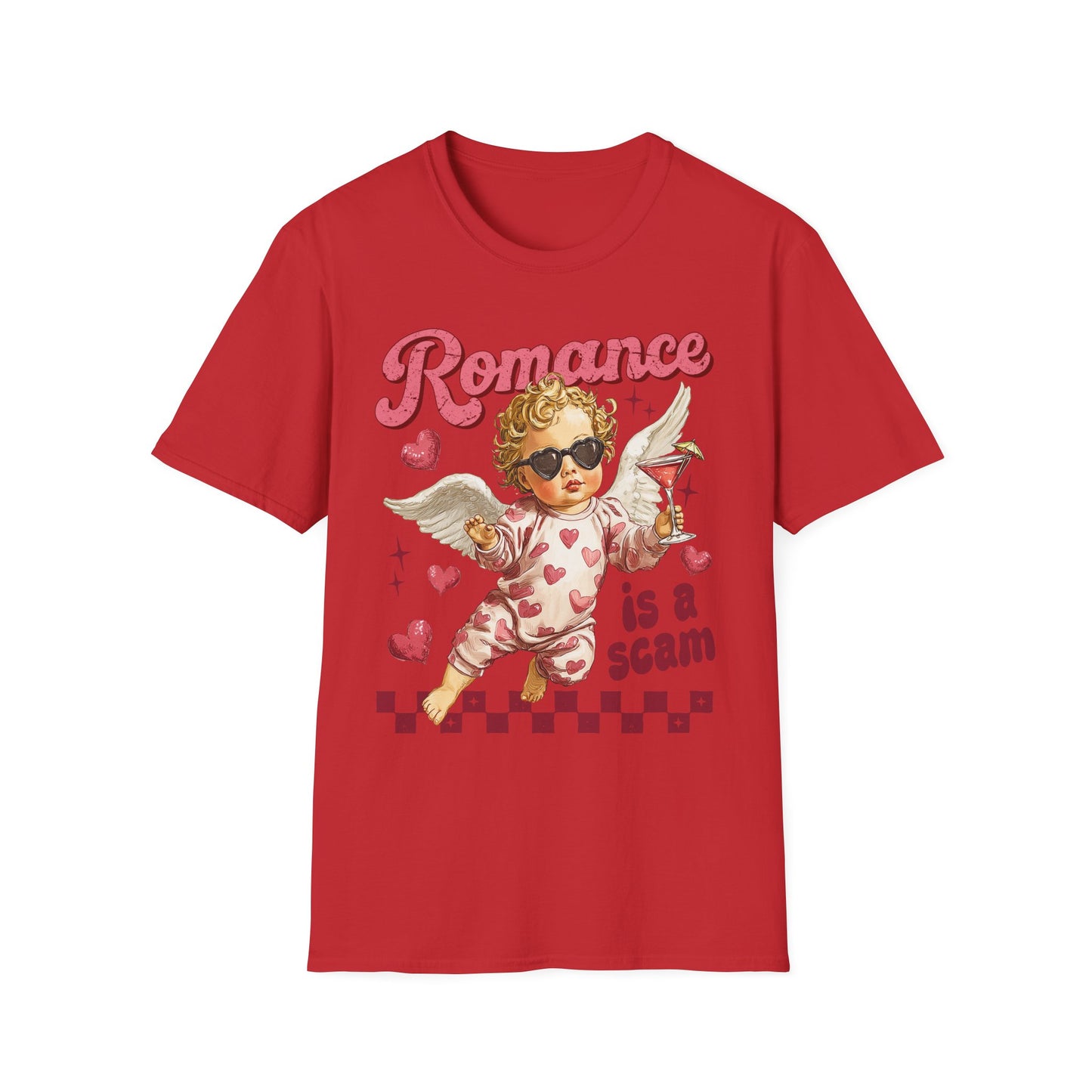 Romance Is a Scam Unisex T-Shirt — Vintage Cupid Satire Valentine Tee