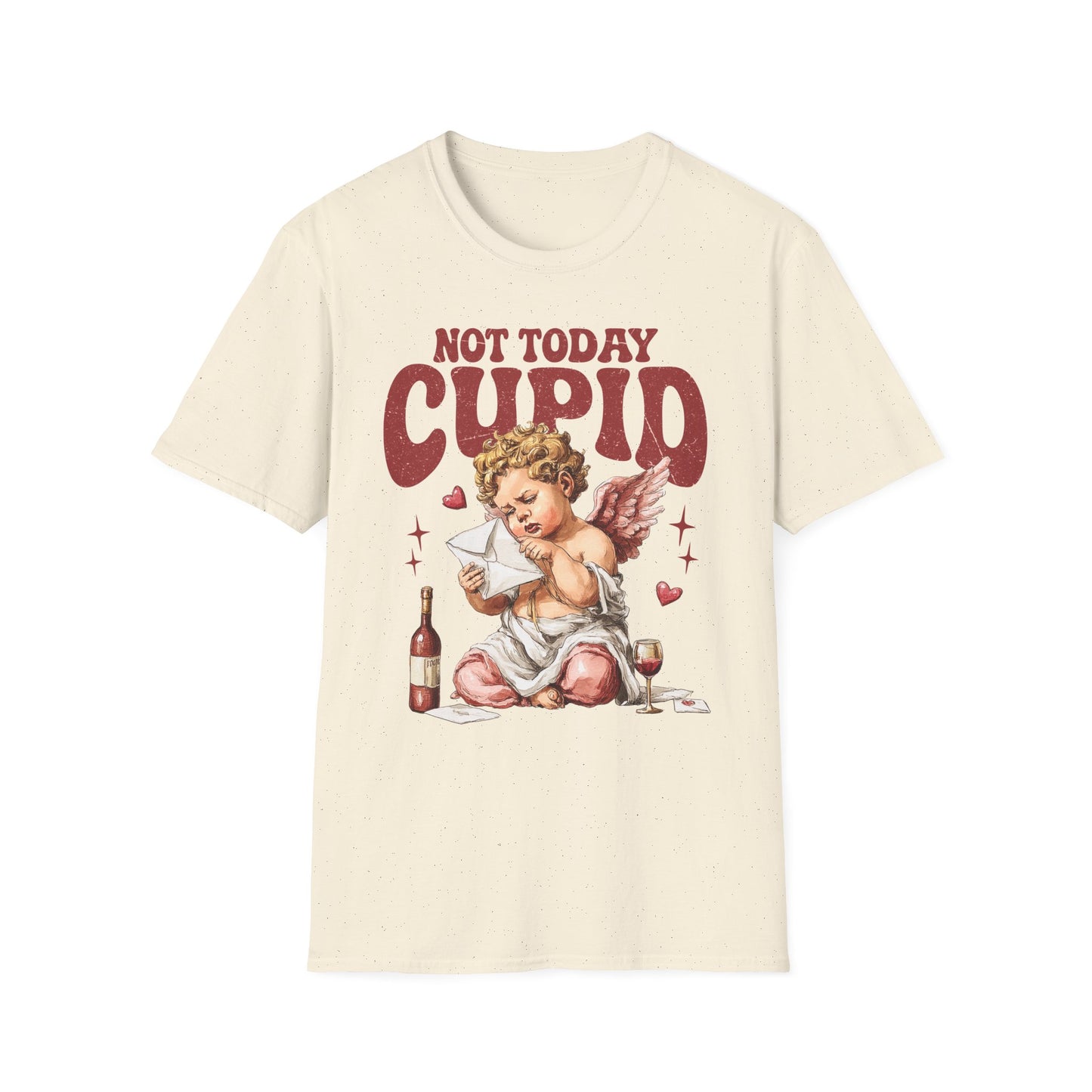 Not Today Cupid Unisex T-Shirt — Funny Vintage Cherub Valentine Tee