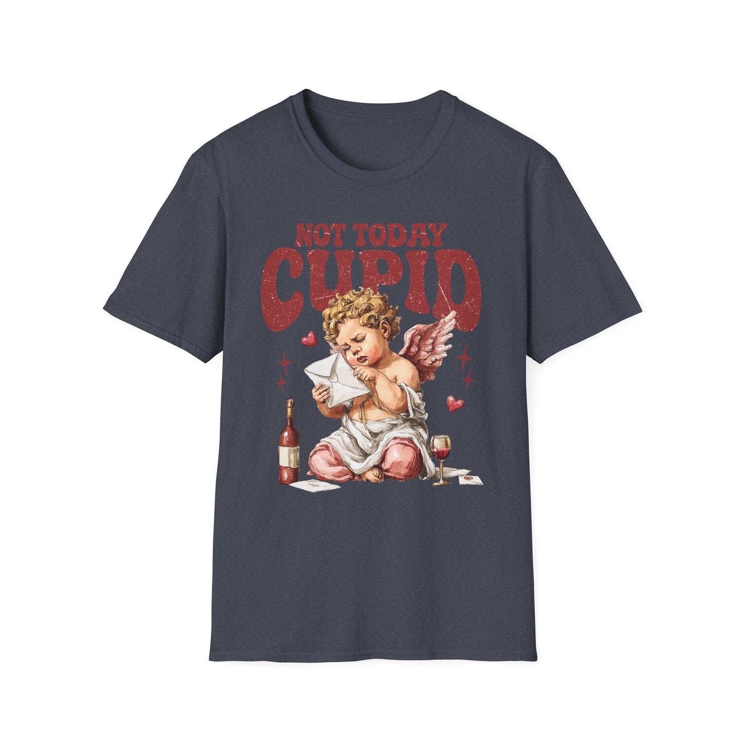 Not Today Cupid Unisex T-Shirt — Funny Vintage Cherub Valentine Tee
