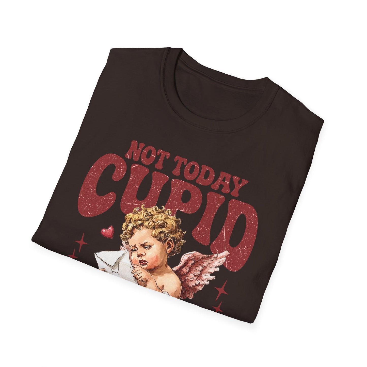 Not Today Cupid Unisex T-Shirt — Funny Vintage Cherub Valentine Tee