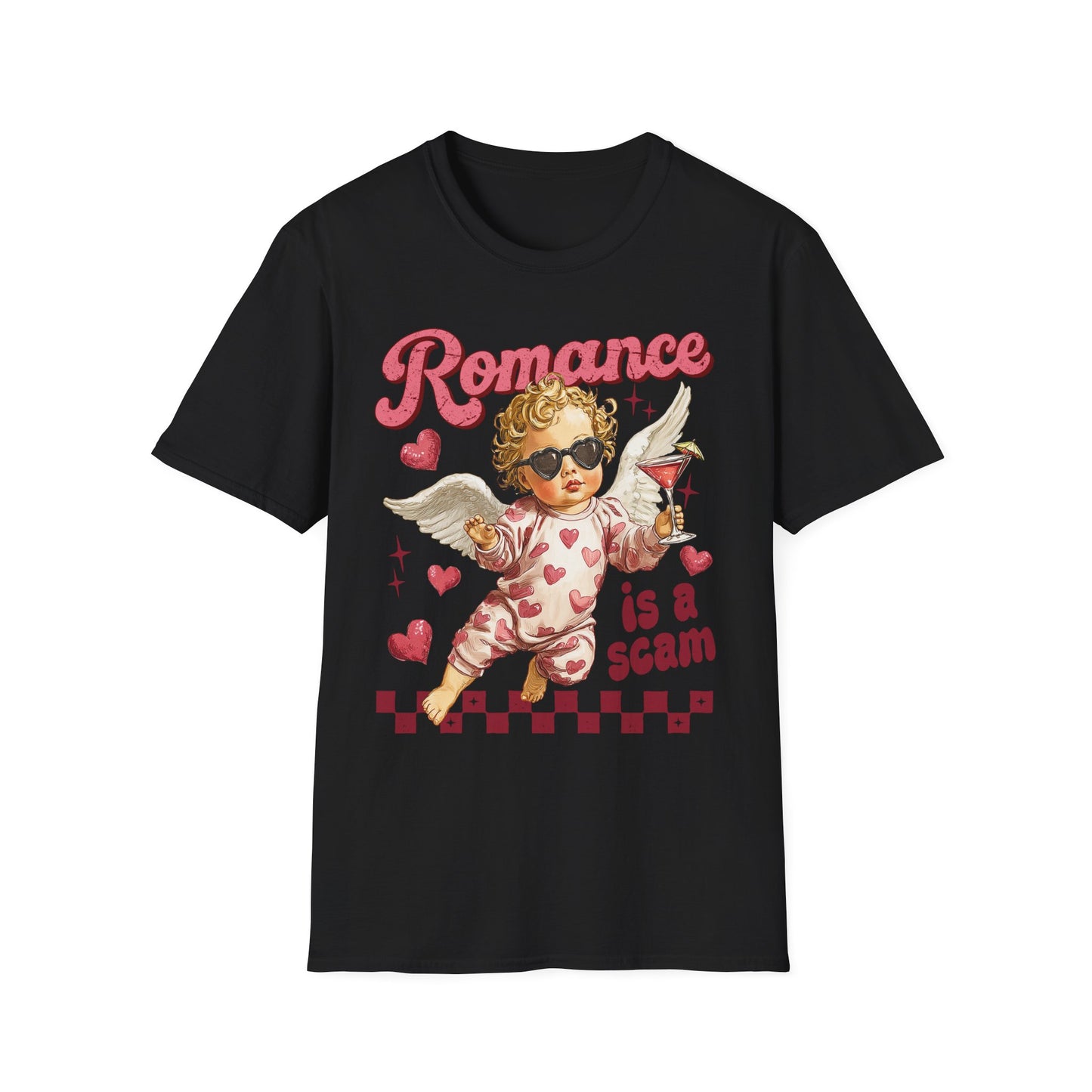 Romance Is a Scam Unisex T-Shirt — Vintage Cupid Satire Valentine Tee