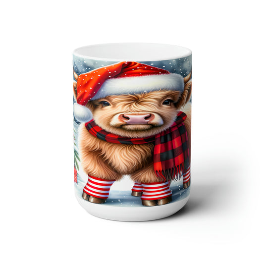 Christmas Cow Ceramic Mug 15oz