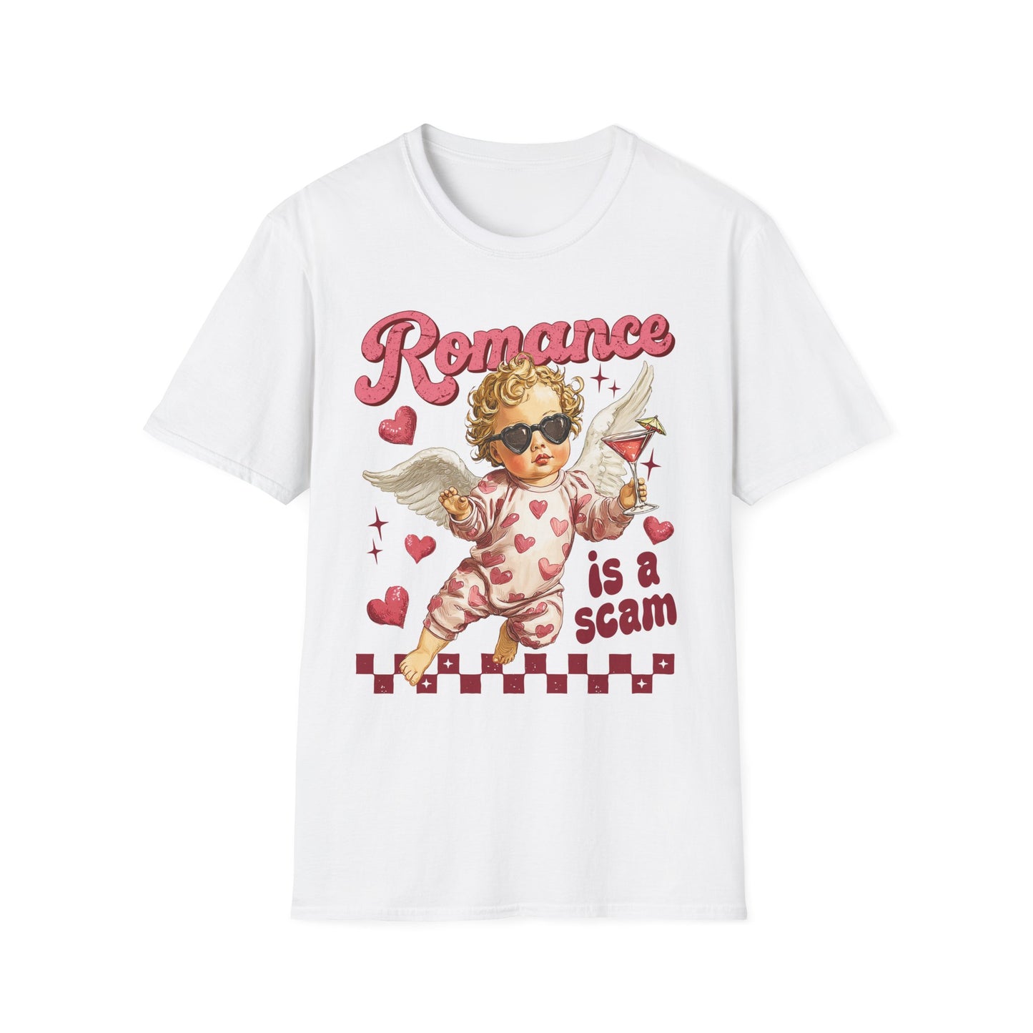 Romance Is a Scam Unisex T-Shirt — Vintage Cupid Satire Valentine Tee
