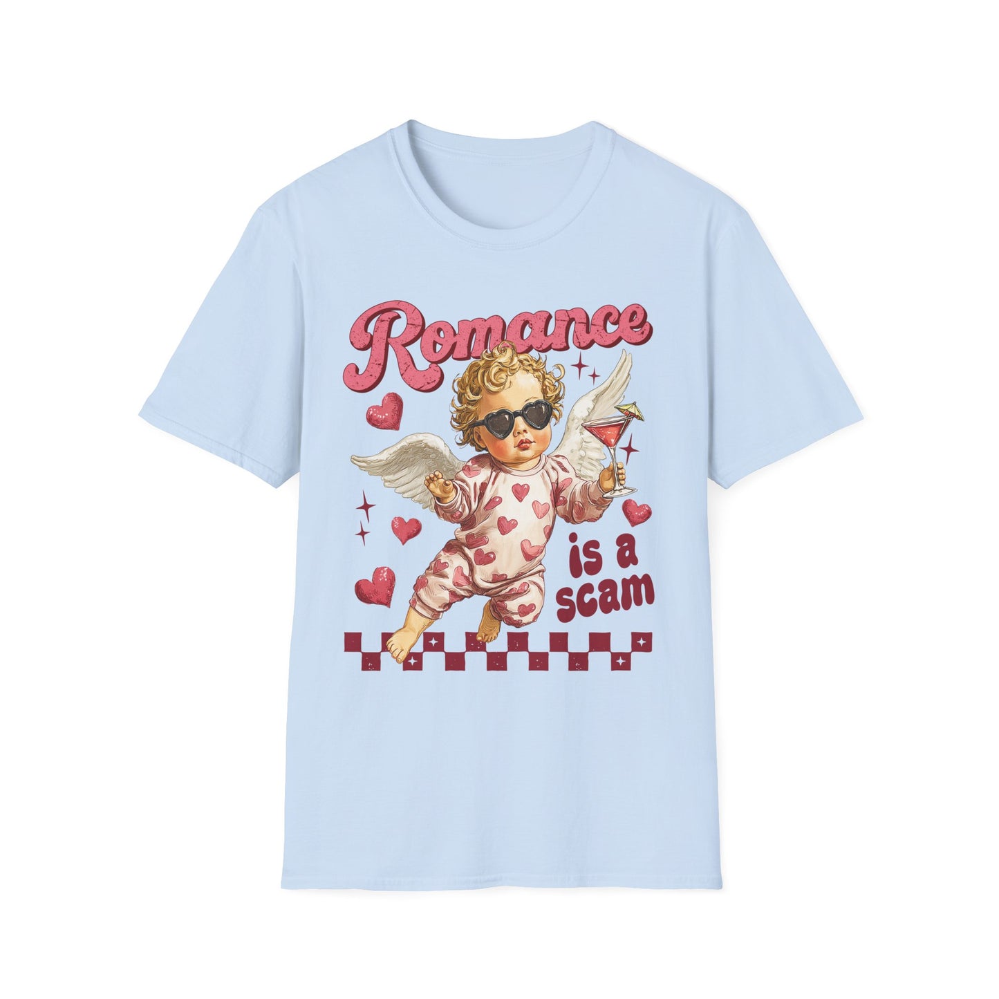 Romance Is a Scam Unisex T-Shirt — Vintage Cupid Satire Valentine Tee