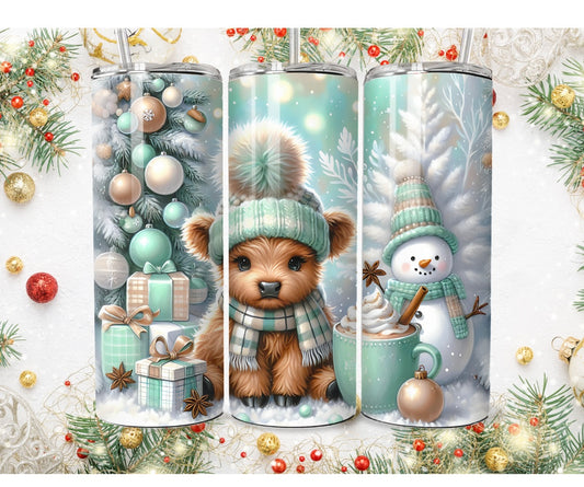 Christmas Cow 20oz Sublimation Tumbler with 2in matching magnet. Shipping 12/1