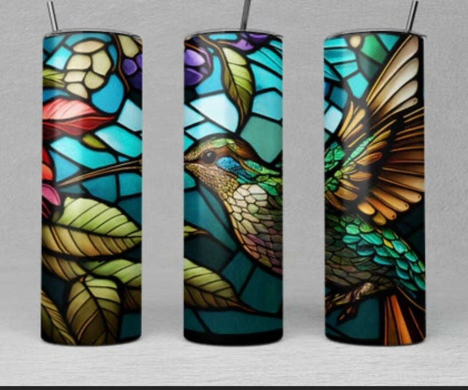 Humming Bird Stained Glass Tumbler